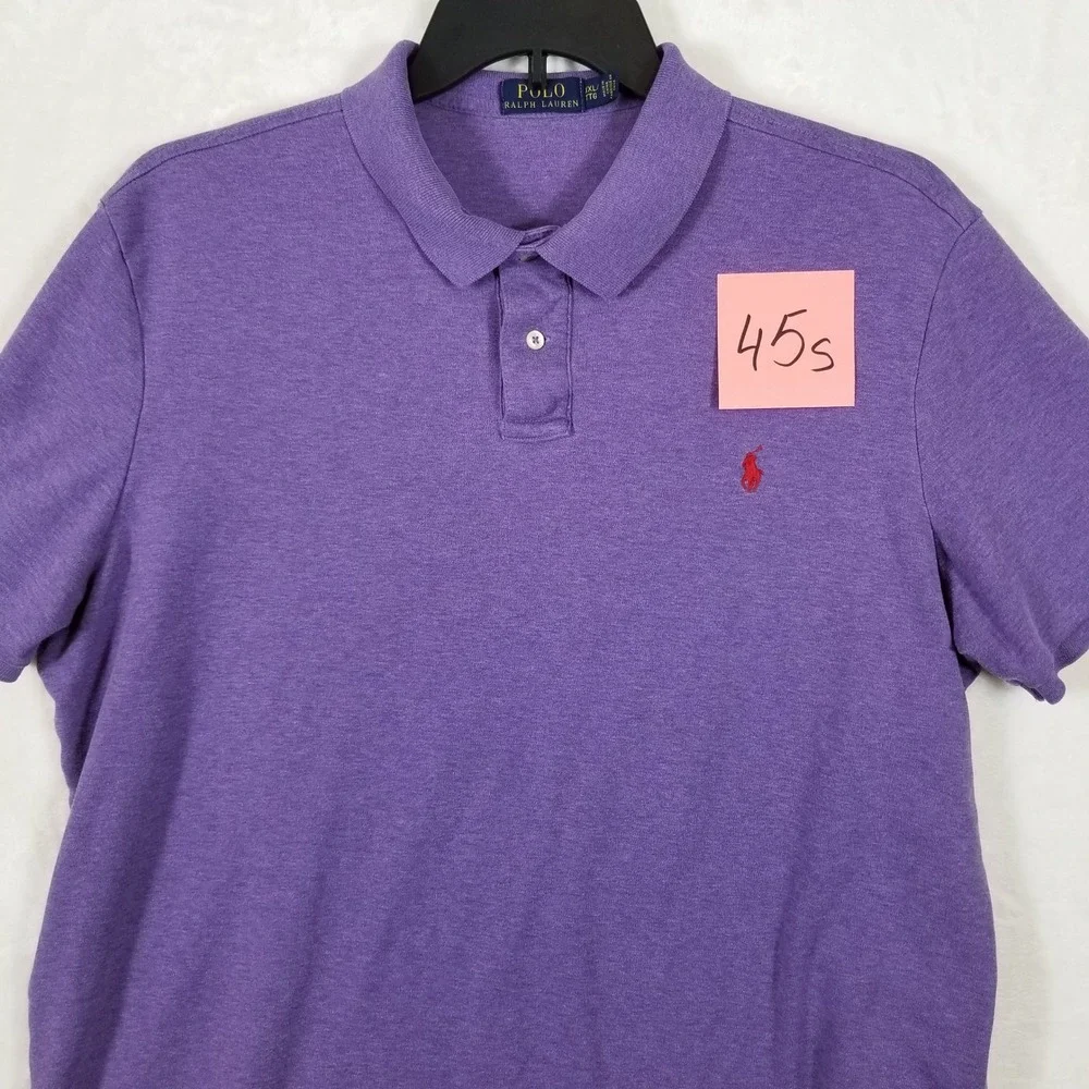 Polo Ralph Lauren Men XXL Purple Heather Short Sleeve Cotton Polo Shirt Red Pony